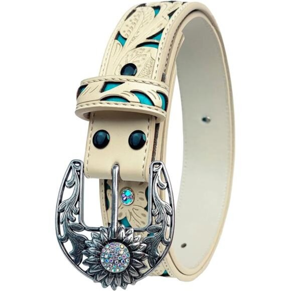 TOPACC Western Belts for Women Men Cowgirl Cowboy Country Belts with Buckles - Picture 8 of 8